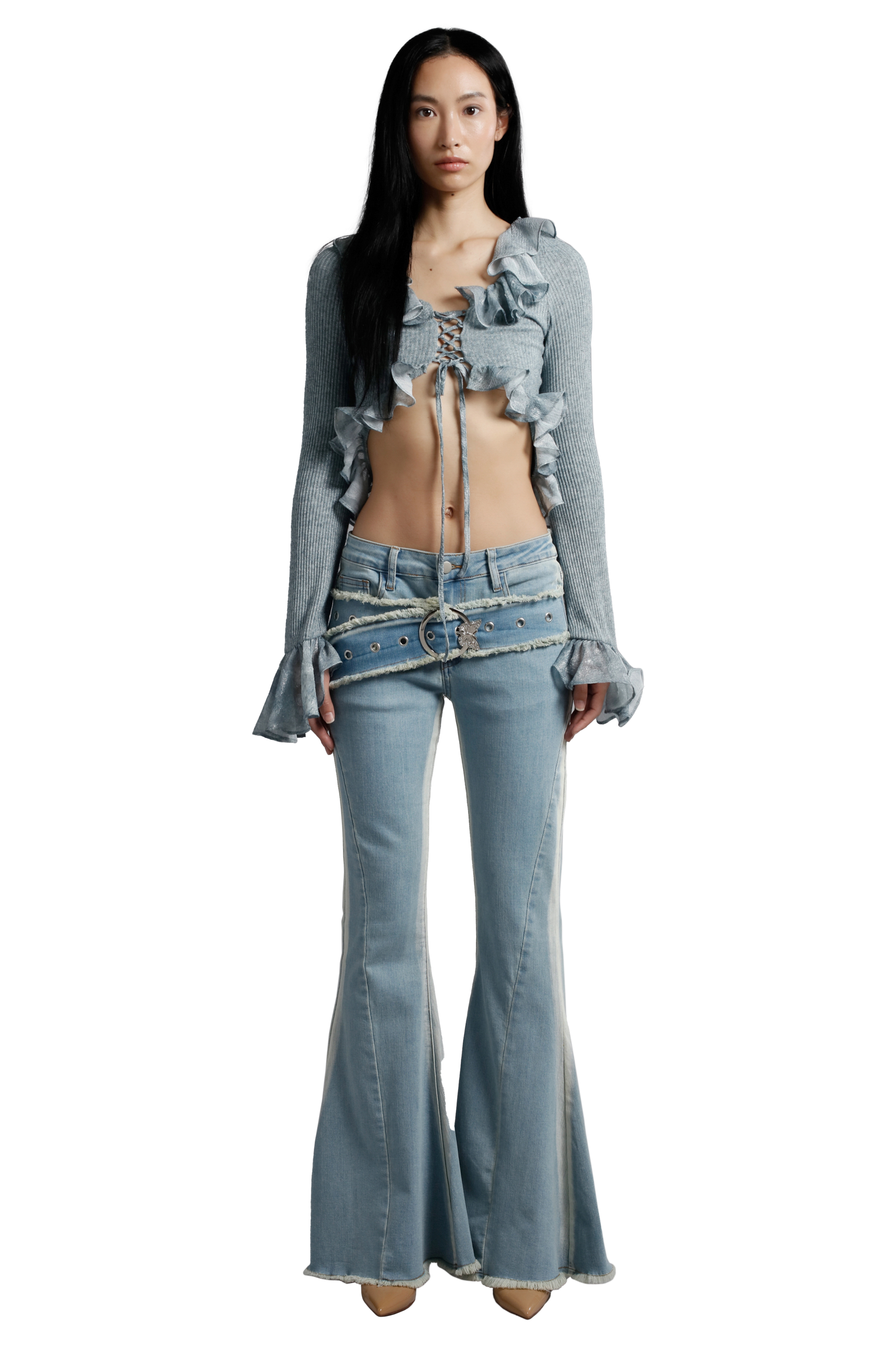 Ruffled Long Sleeve Crop Top